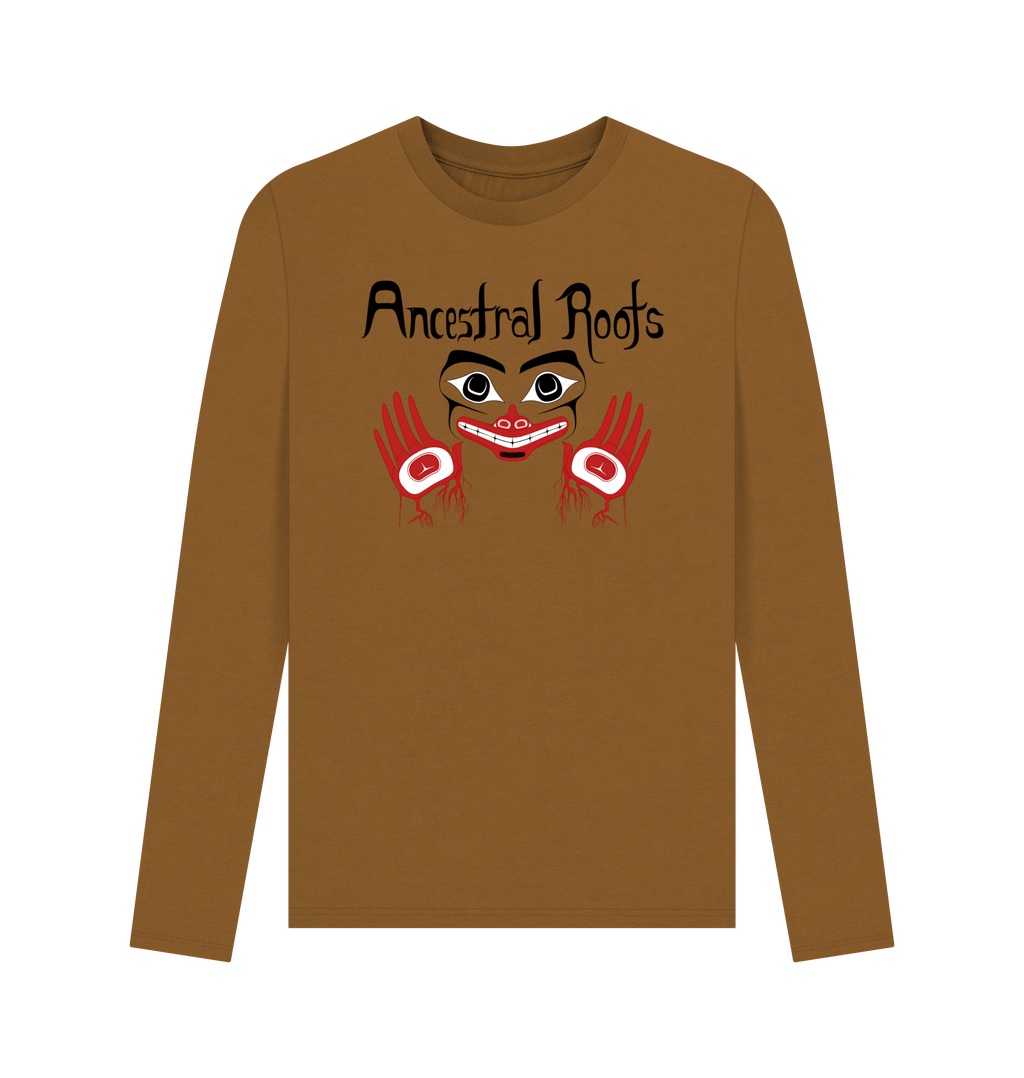 Brown Printed Long Sleeve T Shirt Front