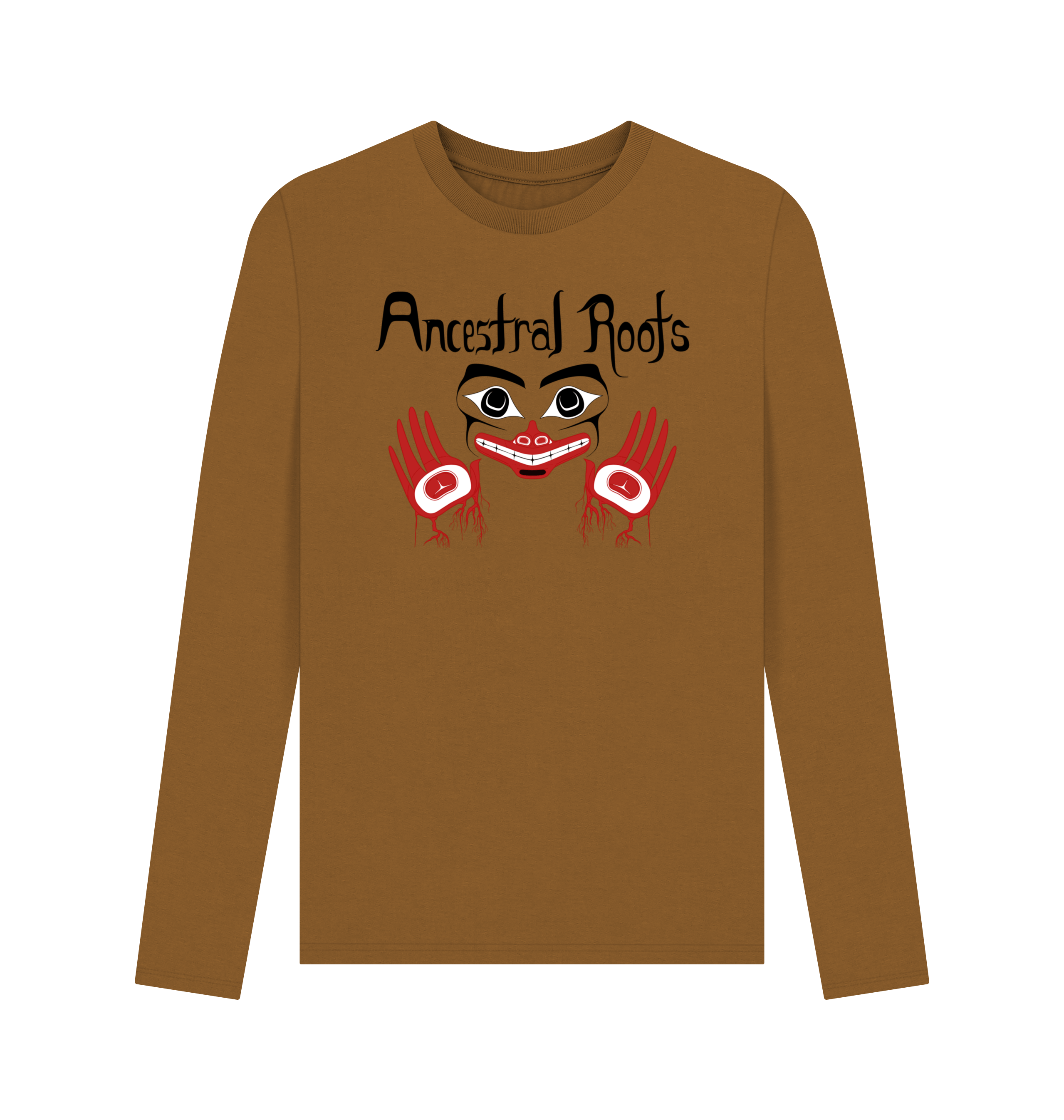 Brown Printed Long Sleeve T Shirt Front