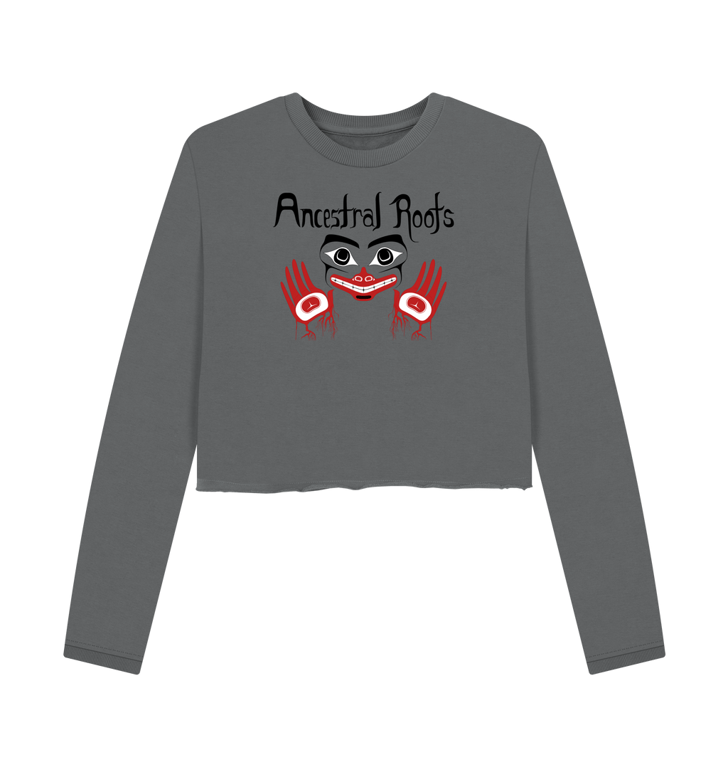 Slate Grey Printed Boxy Jumpers Front