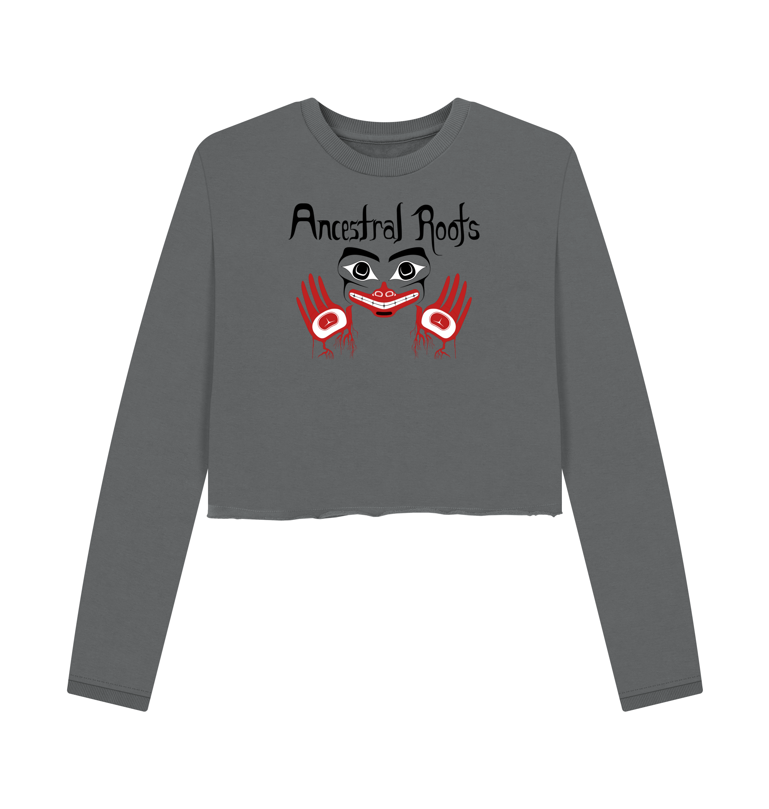 Slate Grey Printed Boxy Jumpers Front