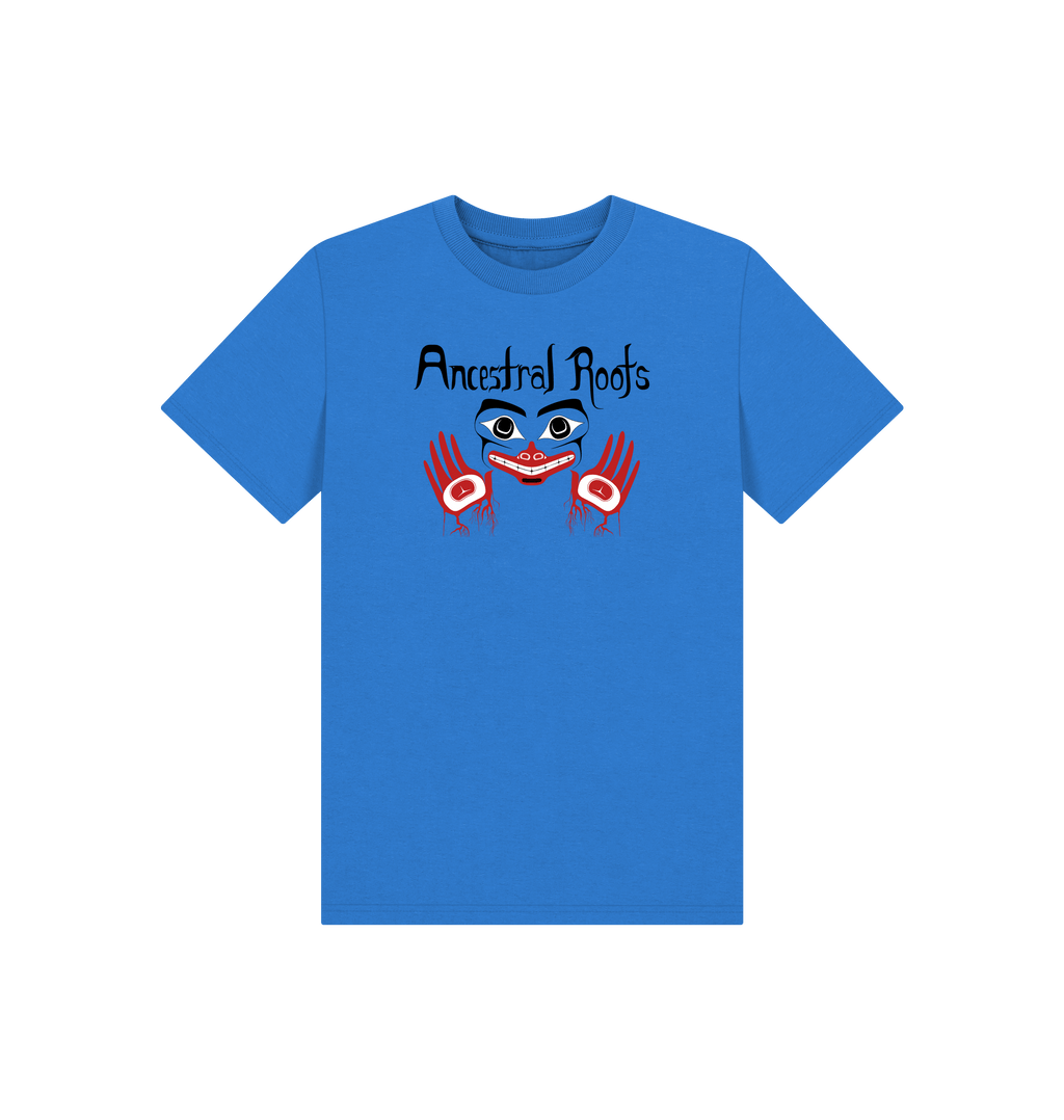 Bright Blue Printed Kids T-Shirt Front