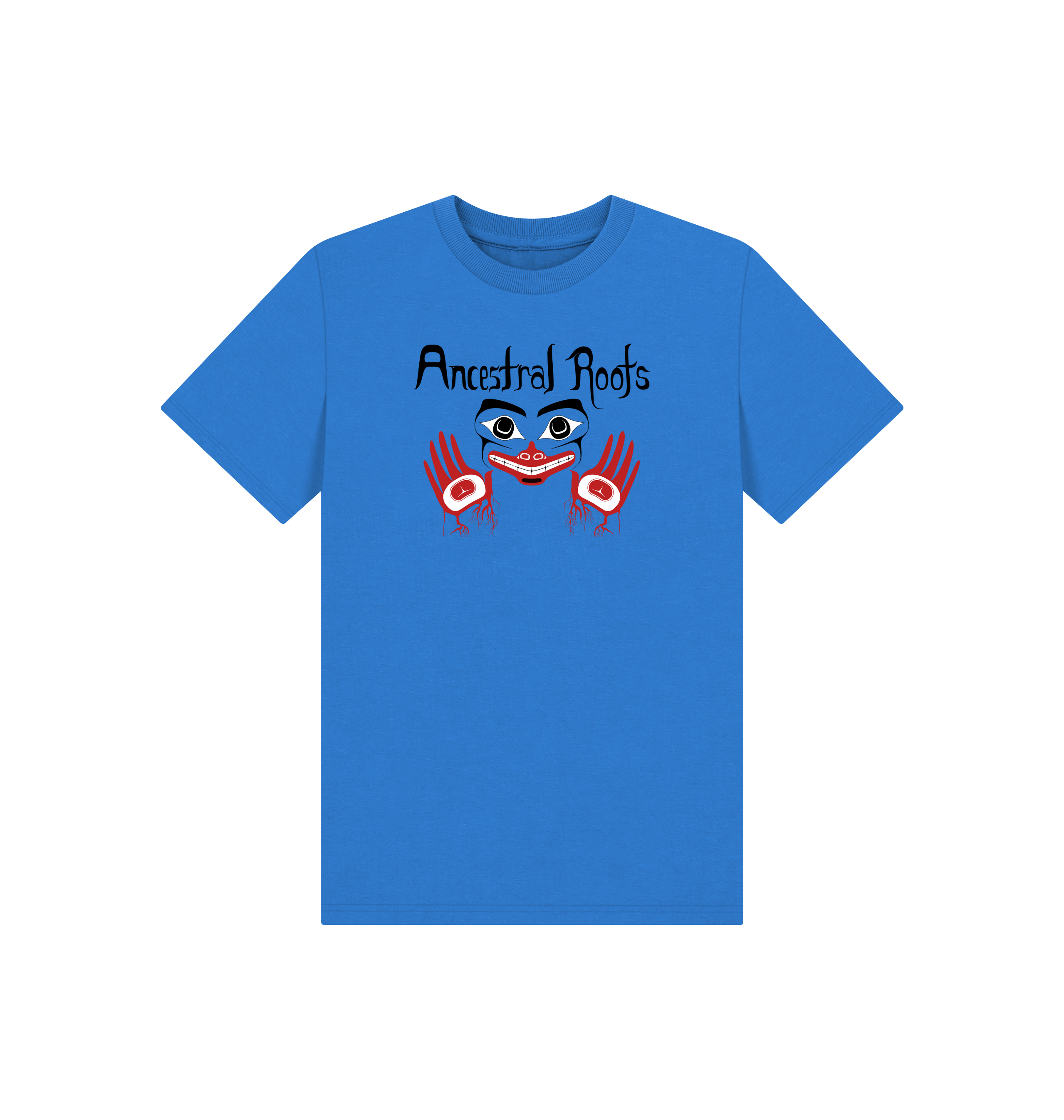 Bright Blue Printed Kids T-Shirt Front