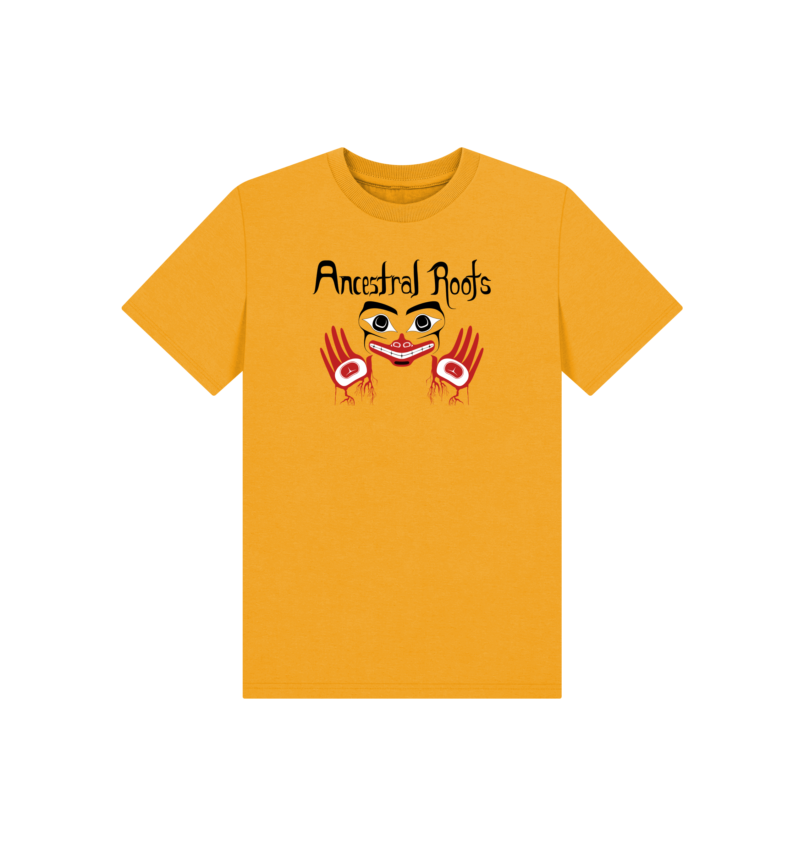 Mustard Printed Kids T-Shirt Front