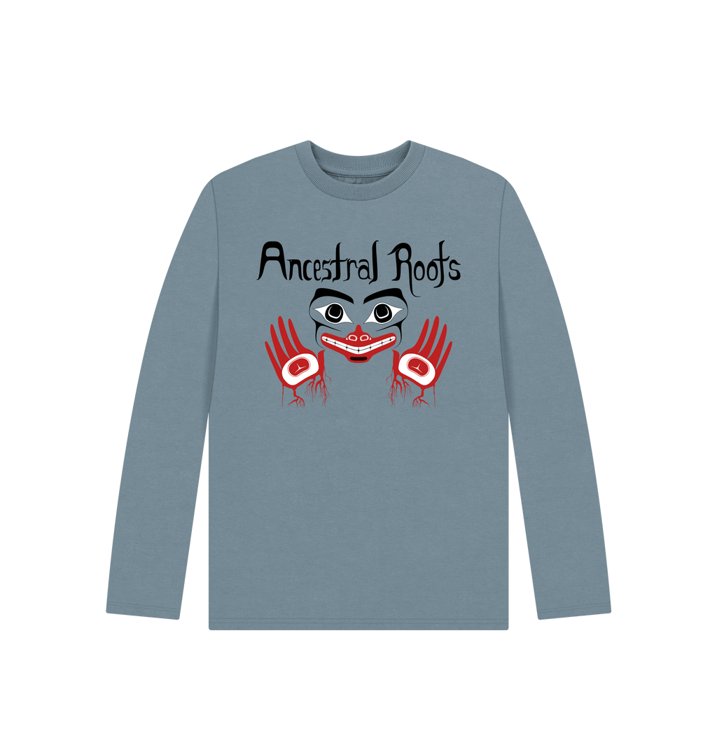 Stone Blue Printed Kids T-Shirt Front