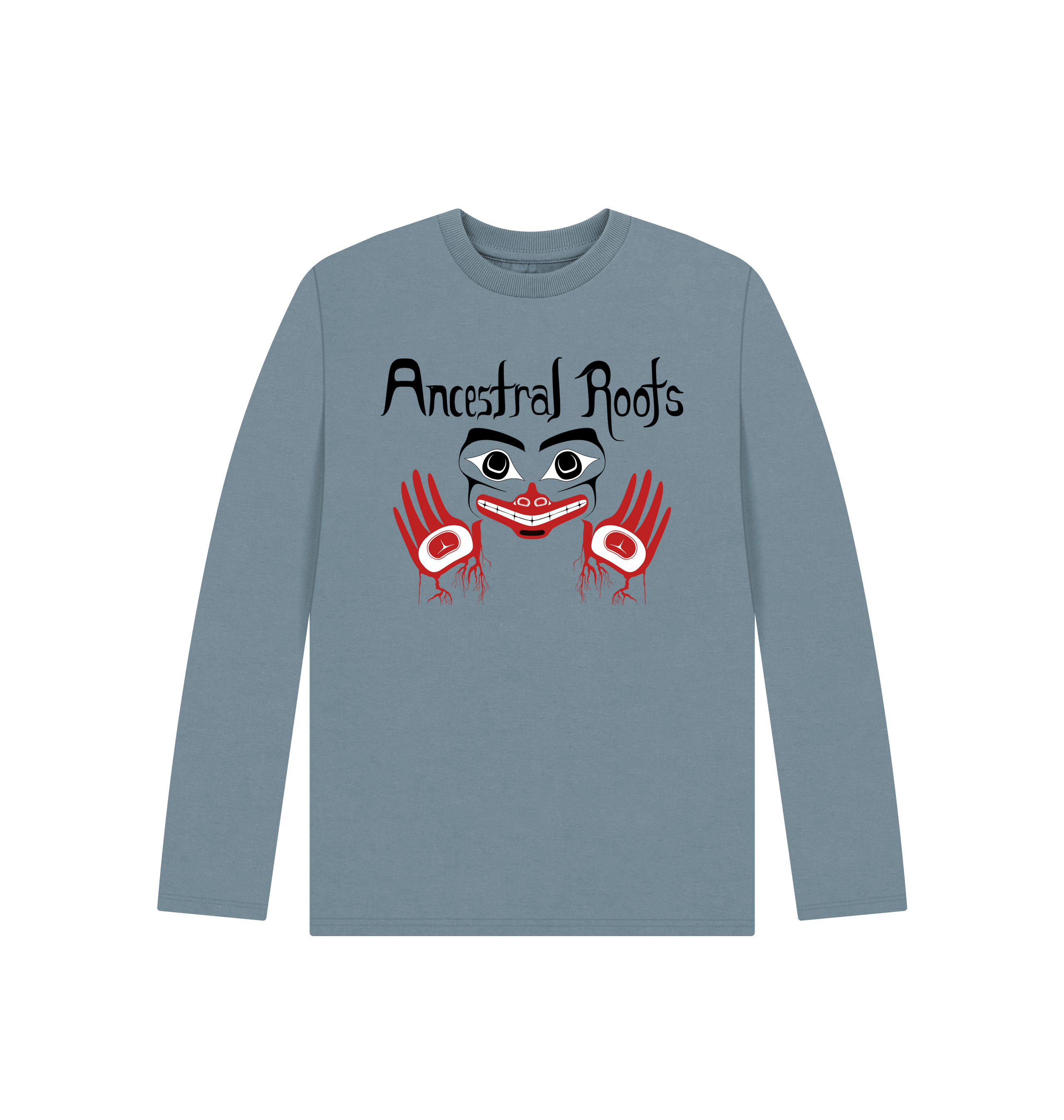 Stone Blue Printed Kids T-Shirt Front
