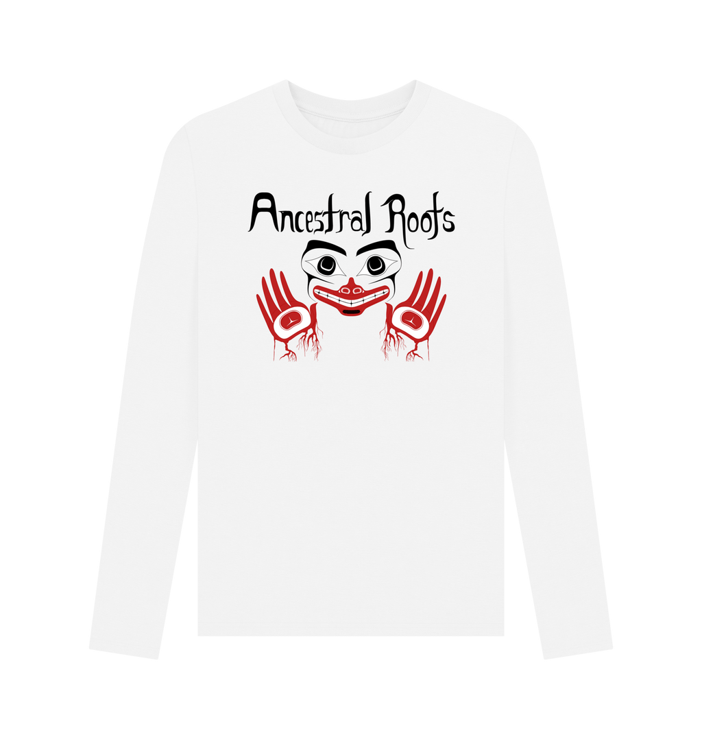 White Printed Long Sleeve T Shirt Front