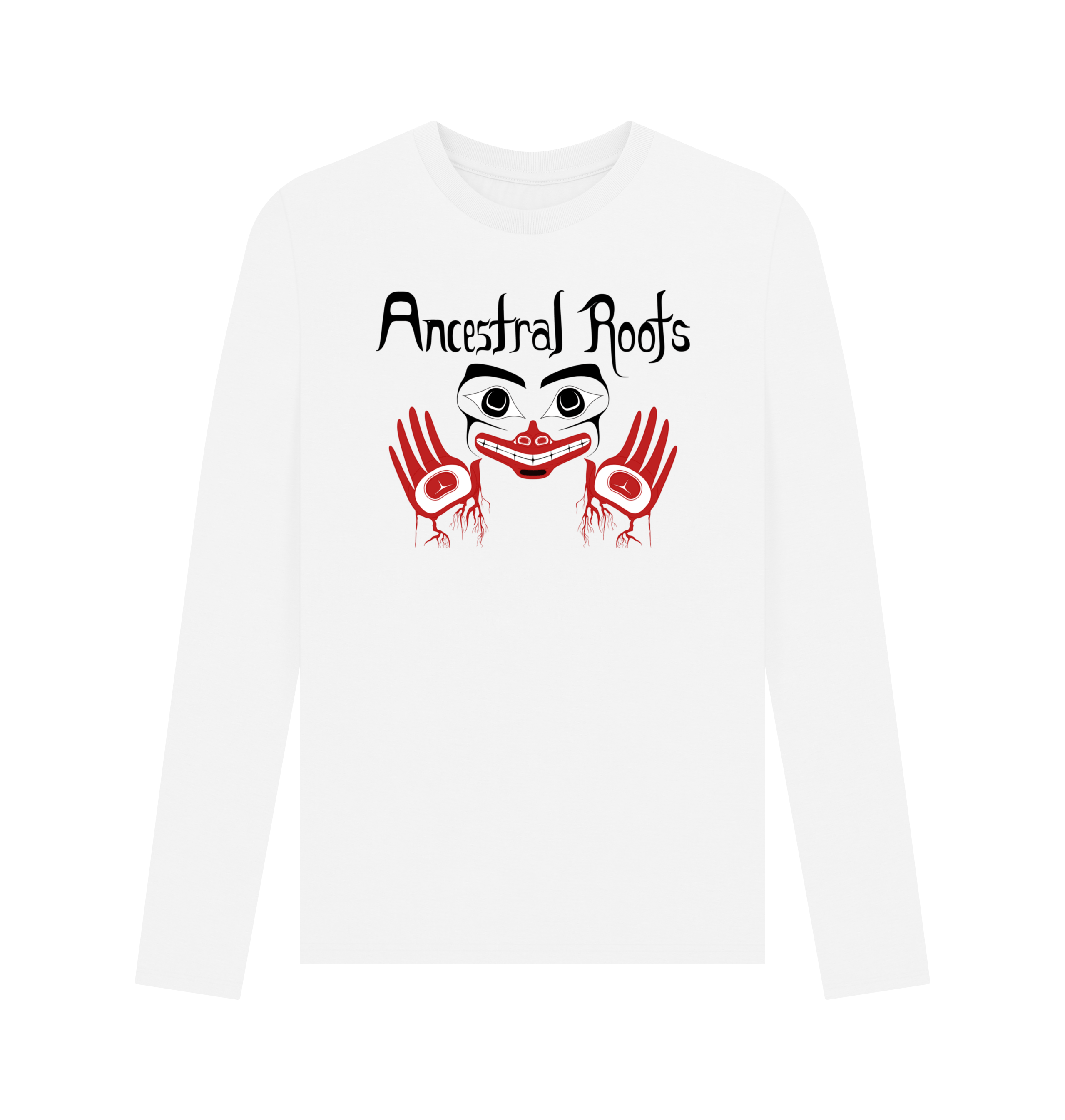 White Printed Long Sleeve T Shirt Front