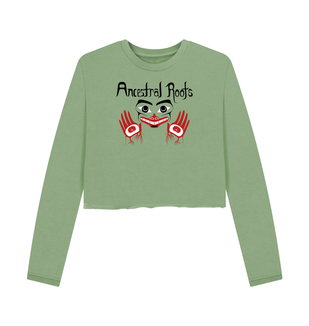 Sage Printed Boxy Jumpers Front