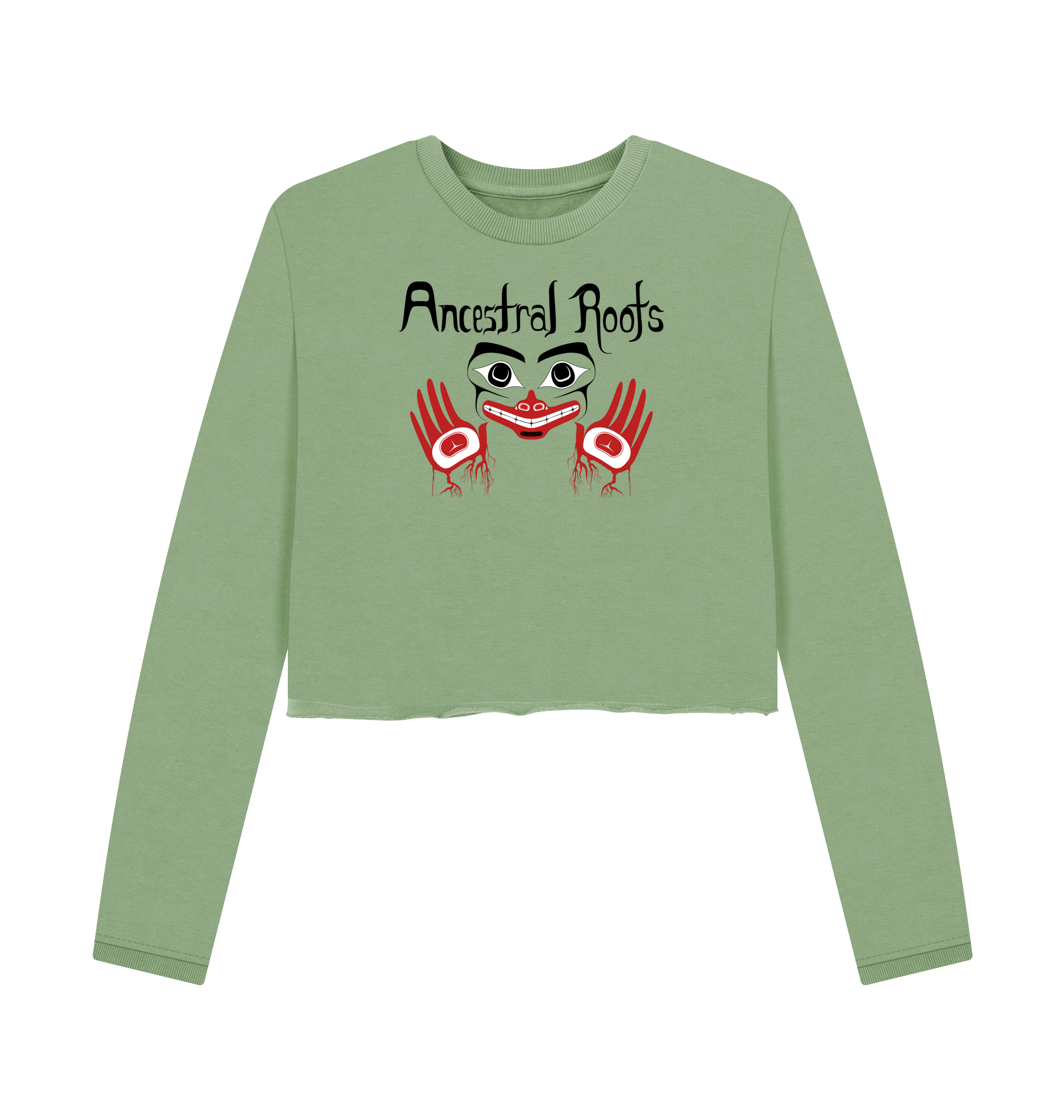 Sage Printed Boxy Jumpers Front